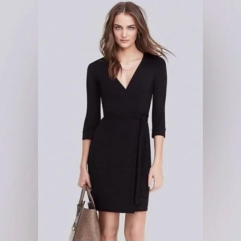 Diane Von Furstenberg Black Long Sleeve Wrap Dress